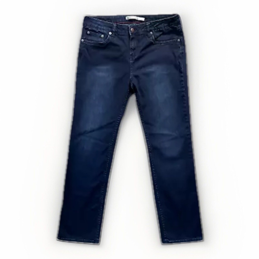 Woolrich Jeans Women Sz 8 Petite Blue Dark Wash Denim Straight Leg Mid‎ Rise